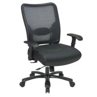 Office Star Space Seating Big & Tall 400 lb. Double AirGrid Mesh-Back Layered Leather Mid-Back Office Chair