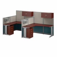 BBF Office-in-an-Hour 2 Person L-Shaped Workstation (Shown in Hansen Cherry)