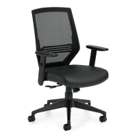 Offices to Go Mesh-Back Luxhide Leather Mid-Back Managers Chair