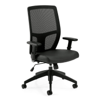 Offices to Go Synchro-Tilt Mesh-Back Luxhide Leather High-Back Task Chair
