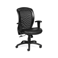 Offices to Go Mesh-Back Luxhide Mid-Back Ergonomic Task Chair 
