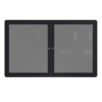 Ghent 34" x 47" 2-Door Ovation Grey Fabric Bulletin Board, Black