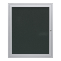 Ghent 24" x 36" 1-Door Satin Aluminum Frame Vinyl Enclosed Bulletin Board