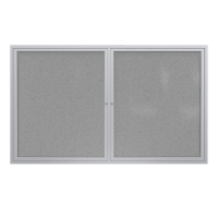 Ghent 48" x 36" 2-Door Satin Aluminum Frame Fabric Enclosed Bulletin Board, Grey