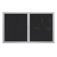 Ghent 48" x 36" 2-Door Satin Aluminum Frame Recycled Rubber Enclosed Bulletin Board