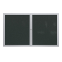 Ghent 60" x 36" 2-Door Satin Aluminum Frame Vinyl Enclosed Bulletin Board