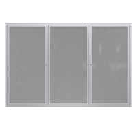Ghent 3-Door Satin Aluminum Frame Fabric Enclosed Bulletin Board, Grey