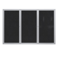 Ghent 96" x 48" 3-Door Satin Aluminum Frame Enclosed Recycled Rubber Bulletin Board (Shown in Black)