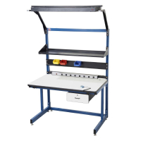 Proline 60" W x 30" D ESD Laminate Top Cantilever Workbench With Drawer, Power Outlets, Bin Holder, Overhead Light