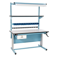Proline Ergonomic Workbench With Drawer, 12 Outlets, Overhead Light