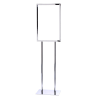 Queue Solutions 14" x 22" Vertical Frame Single Poster Stand, Polished Chrome