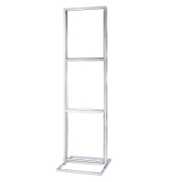 Queue Solutions 22" x 28" Vertical Frame Triple Poster Stand, Polished Chrome