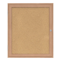 Ghent 24" x 36" 1-Door Wood Frame Oak Finish Enclosed Bulletin Board, Natural Cork
