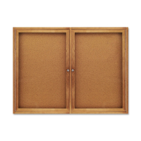 Quartet Indoor 4' x 3' Oak Frame Cork Enclosed Bulletin Board Cabinet