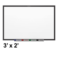 Quartet 3' x 2' Black Aluminum Frame Classic Magnetic Whiteboard