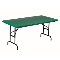 Correll Heavy-Duty 60" W x 30" D Height Adjustable 22" - 32" Rectangular Colored Folding Table (Shown in Green)