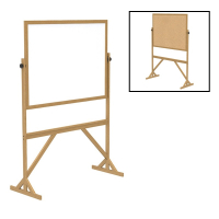Ghent Dry Erase and Natural Cork 4' x 3' Wood Frame Reversible Whiteboard Stand