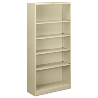HON Brigade S72ABCL 5-Shelf Metal Bookcase in Putty