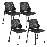 Safco Next Polypropylene Plastic Guest Stacking Chair with Casters, 4-Pack