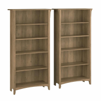 Bush Furniture Salinas Tall 5-Shelf Bookcase, Set of 2 (Shown in Pine)