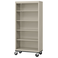Sandusky 36" W x 18" D x 78" H Mobile Welded Steel Bookcase, Assembled (Shown in Putty)