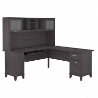 Bush Furniture Somerset 72" W L-Shaped Office Desk Set with Hutch (Shown in Dark Grey)
