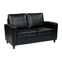 Office Star SL2812 Eco-Leather Wood Loveseat. Shown in Black.