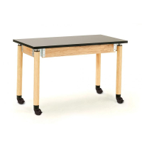 NPS Height Adjustable Chemical Resistant Mobile Science Lab Tables, Oak Legs