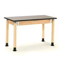 NPS Height Adjustable Chemical Resistant Science Lab Tables, Oak Legs