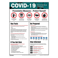 Accuform 22" x 17" COVID-19 Disease Safety Posters (Shown in English)