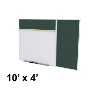 Ghent SPC410B-V Style-B 10 ft. x 4 ft. Vinyl Fabric Tackboard and Porcelain Magnetic Combination Whiteboard (Shown in Ebony)