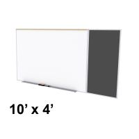 Ghent SPC410C-ATR Style-C 10 ft. x 4 ft. Recycled Rubber Tackboard and Porcelain Magnetic Combination Whiteboard (Shown in Black)