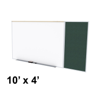 Ghent SPC410C-V Style-C 10 ft. x 4 ft. Vinyl Fabric Tackboard and Porcelain Magnetic Combination Whiteboard (Shown in Ebony)