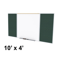 Ghent SPC410D-V Style-D 10 ft. x 4 ft. Vinyl Fabric Tackboard and Porcelain Magnetic Combination Whiteboard (Shown in Ebony)