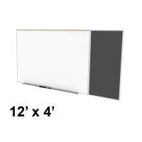 Ghent SPC412C-ATR Style-C 12 ft. x 4 ft. Recycled Rubber Tackboard and Porcelain Magnetic Combination Whiteboard (Shown in Black)