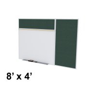 Ghent SPC48B-V 8 x 4 Vinyl Fabric Tackboard & Porcelain Magnetic Combination Whiteboard (Shown in Ebony)