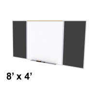 Ghent SPC48D-ATR Style-D 8 ft. x 4 ft. Recycled Rubber Tackboard and Porcelain Magnetic Combination Whiteboard (Shown in Black)