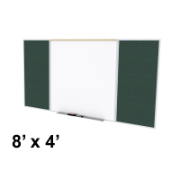 Ghent Style-D 8' x 4' Vinyl Fabric Tackboard & Porcelain Magnetic Combination Whiteboard
