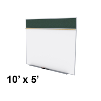 Ghent SPC510A-V 10 x 5 Vinyl Fabric Tackboard & Porcelain Magnetic Combination Whiteboard (Shown in Ebony)