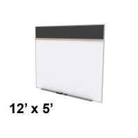 Ghent SPC512A-ATR 12' x 5' Rubber Tackboard & Porcelain Magnetic Combination Whiteboard (Shown in Black)