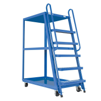Vestil Spring Loaded 1000 lb Load Steel Hi-Frame Stock Picker With Ladder