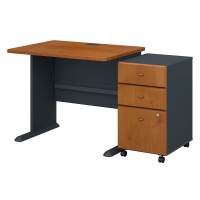 BBF Series A 36" W Office Desk with Mobile Pedestal (Shown in Natural Cherry)