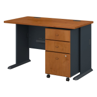 Bush Business Furniture Series A 48" W Office Desk with Mobile Pedestal (Shown in Natural Cherry)