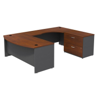 BBF Series C U-Shaped Bow Front Office Desk with Lateral File, Right (Shown in Hansen Cherry)