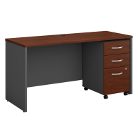 Bush Business Furniture Series C 60" W Straight Front Office Desk Credenza with Mobile Pedestal