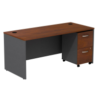 BBF Series C 66" W Straight Front Office Desk with Mobile Pedestal (Shown in Hansen Cherry)