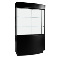 Tecno Curved Display Case 48" W x 15.5" D x 80" H (Shown in Black with Black Frame)