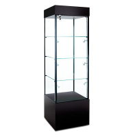 Tecno Square Tower Display Case 23" W x 23" D x 73" H (Shown in Black with Black Frame)
