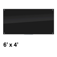 U Brands 6' x 4' Black Glass Whiteboard