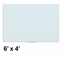 U Brands 6' x 4' Magnetic White Frosted Glass Whiteboard